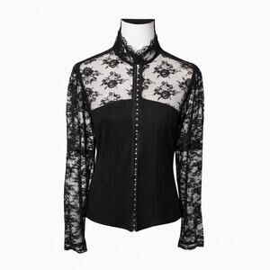 Lip Service Whimsigoth Floral Lace Top 0 Medium Sheer Bell Sleeves Fairy Grunge